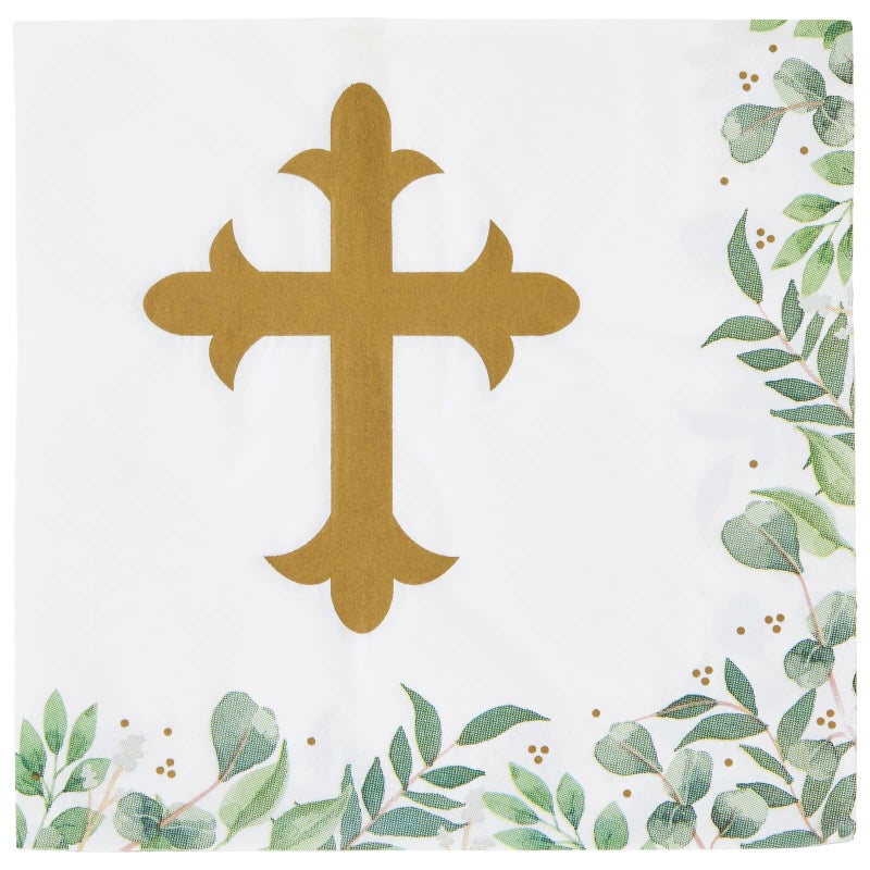 Sparkle and Bash Baptism Napkins Cross Design for Christening Decorations - 100 Pack, 2-Ply, 6.5 x 6.5 In - Image 4